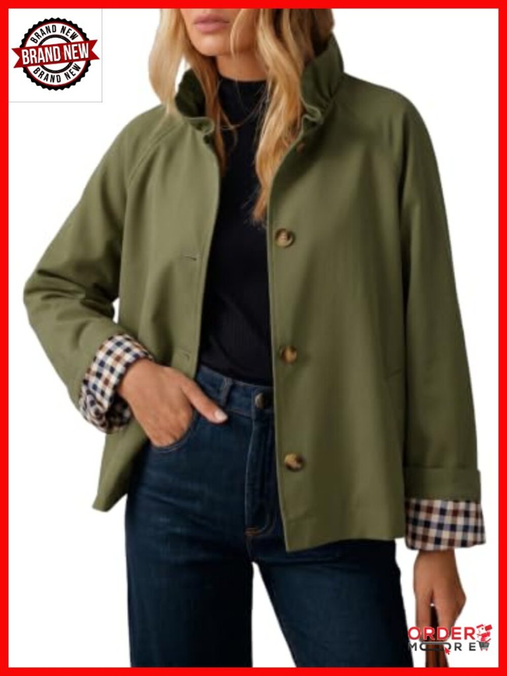 Dokotoo Women's Lightweight Single Breasted Trench Coat Ruffle Collar